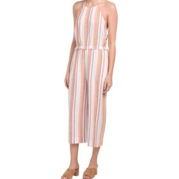 Cloth and Stone Striped Jumpsuit Halter Tie Top Medium - Picture 1 of 8
